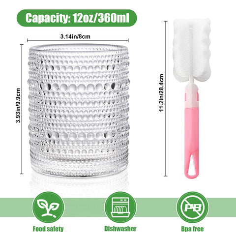 KMIGRUAN Hobnail dishwasher-safe glasses demonstrating easy care