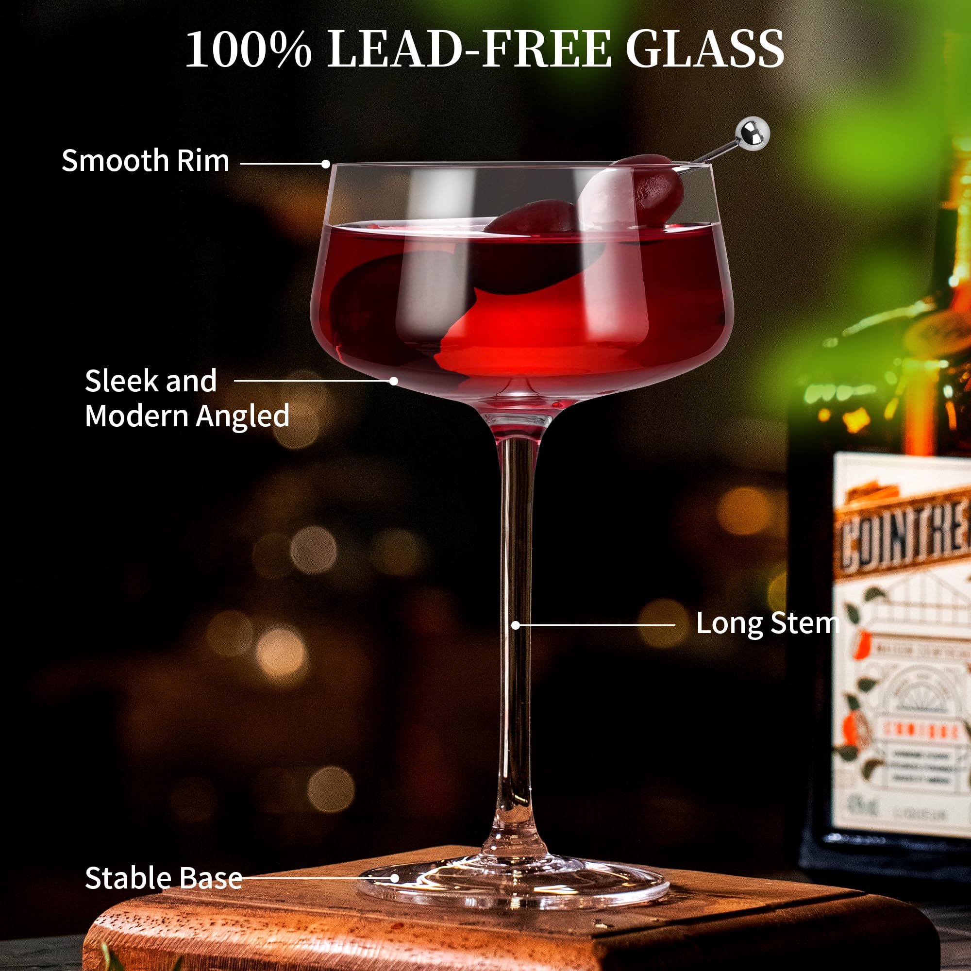 KMIGRUAN set includes metal cocktail picks to decorate the glasses.