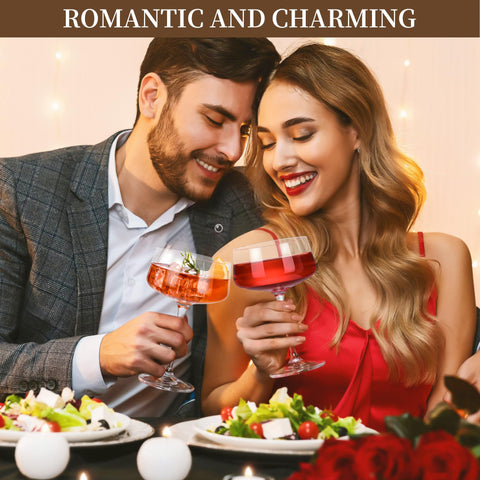 KMIGRUAN coupe glasses enhance aroma release for cocktails and desserts.