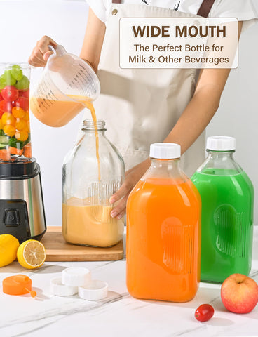 KMIGRUAN wide-mouth glass bottle with brush for simple cleaning.