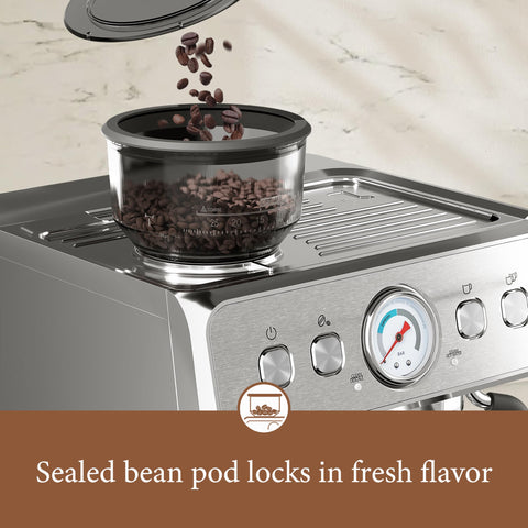 Kndko espresso machine cleaning-friendly drip tray and design.