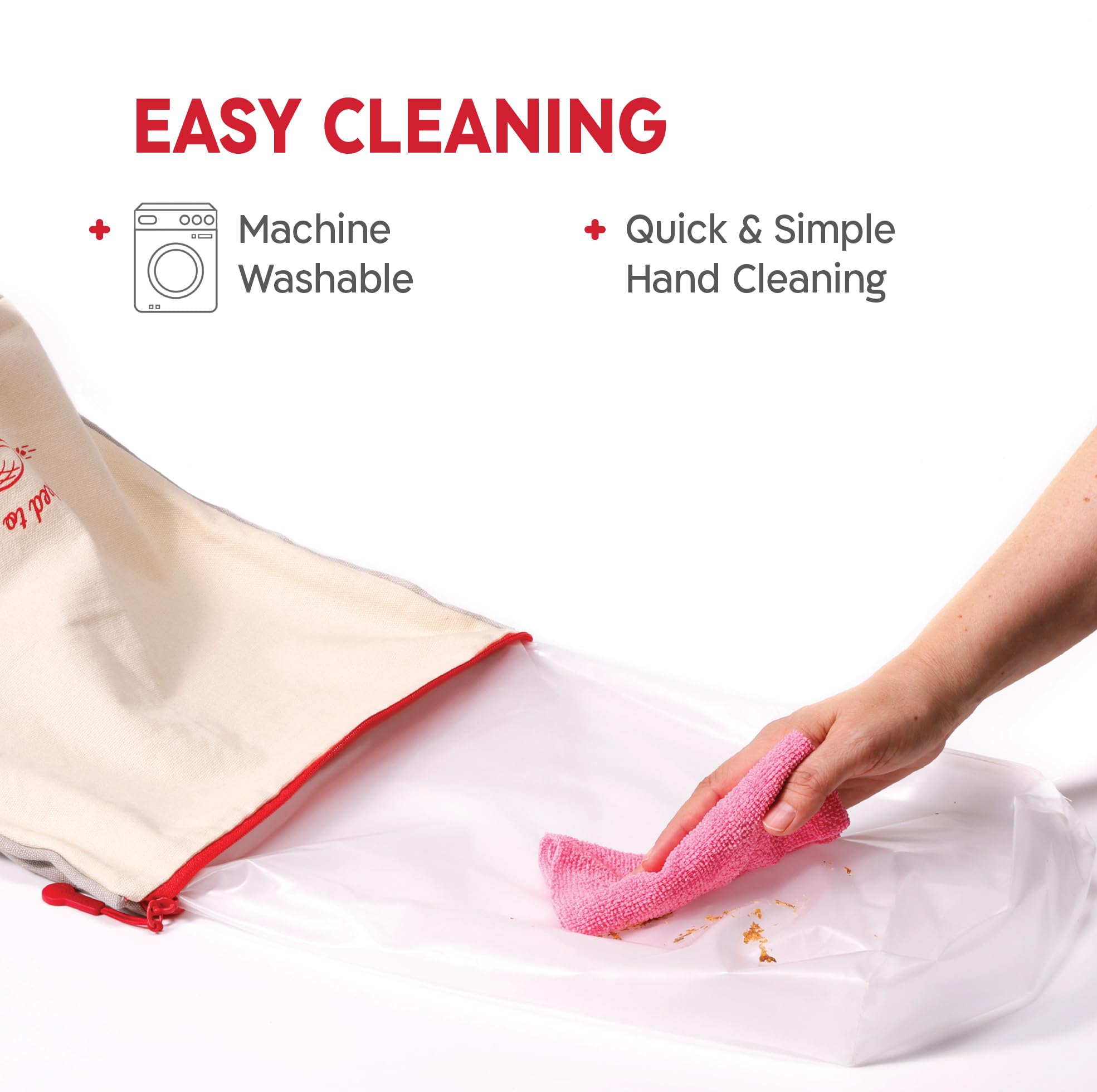 KNEADACE machine-washable bread bag design makes cleanup simple