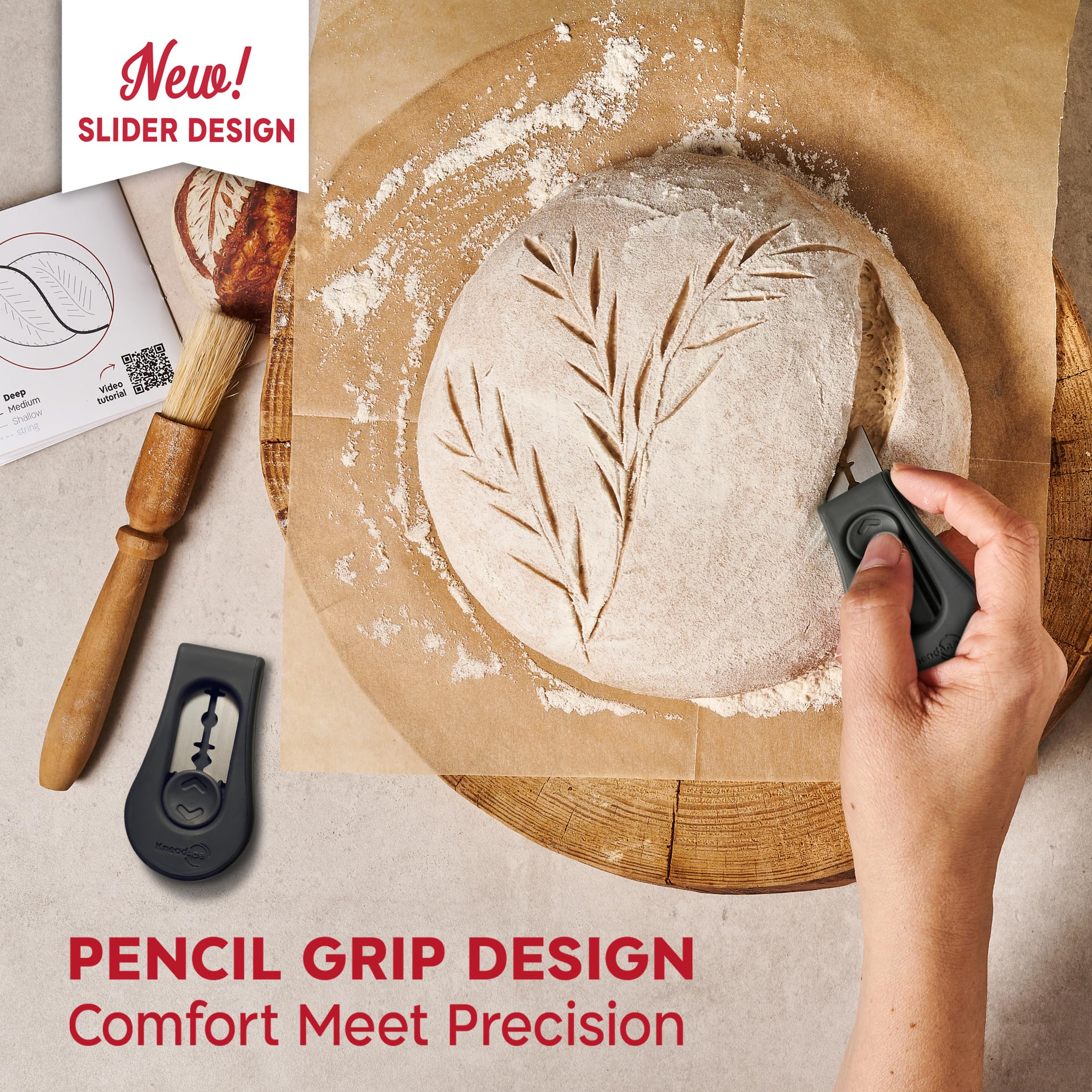 KNEADACE bread lame with ergonomic handle enables comfortable, accurate cuts