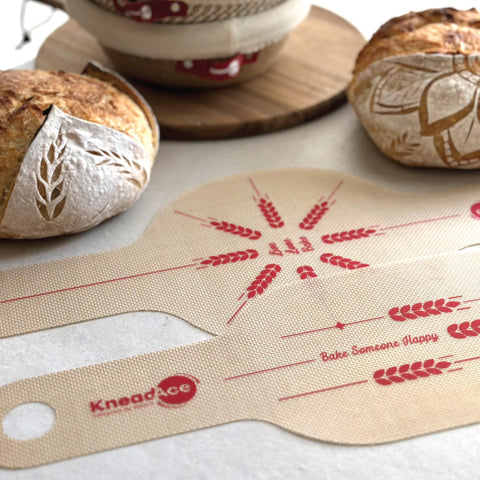 KneadAce bread sling round with long handles keeps loaves centered during transfer