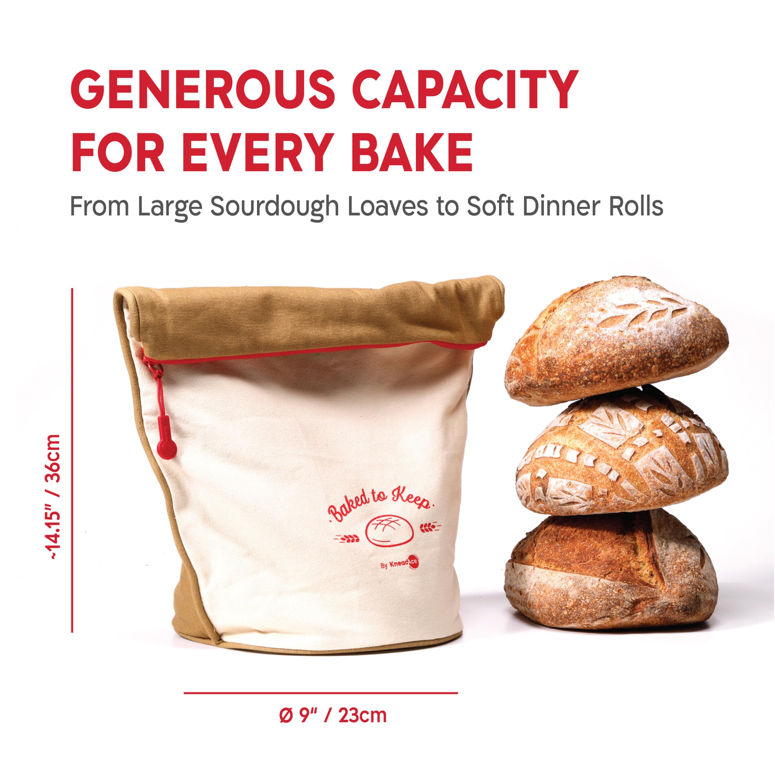 KNEADACE Bread Bag TPU lining protects against moisture and freezer burn