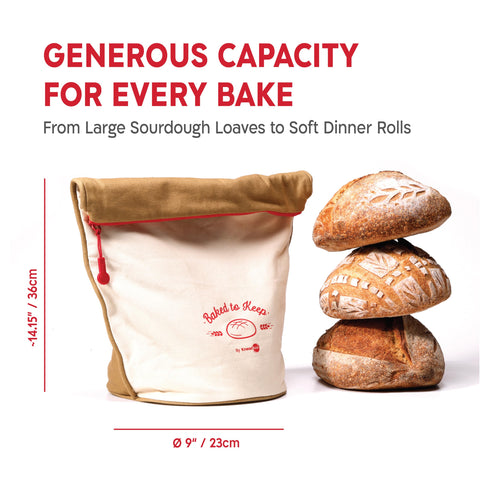 KNEADACE Bread Bag TPU lining protects against moisture and freezer burn