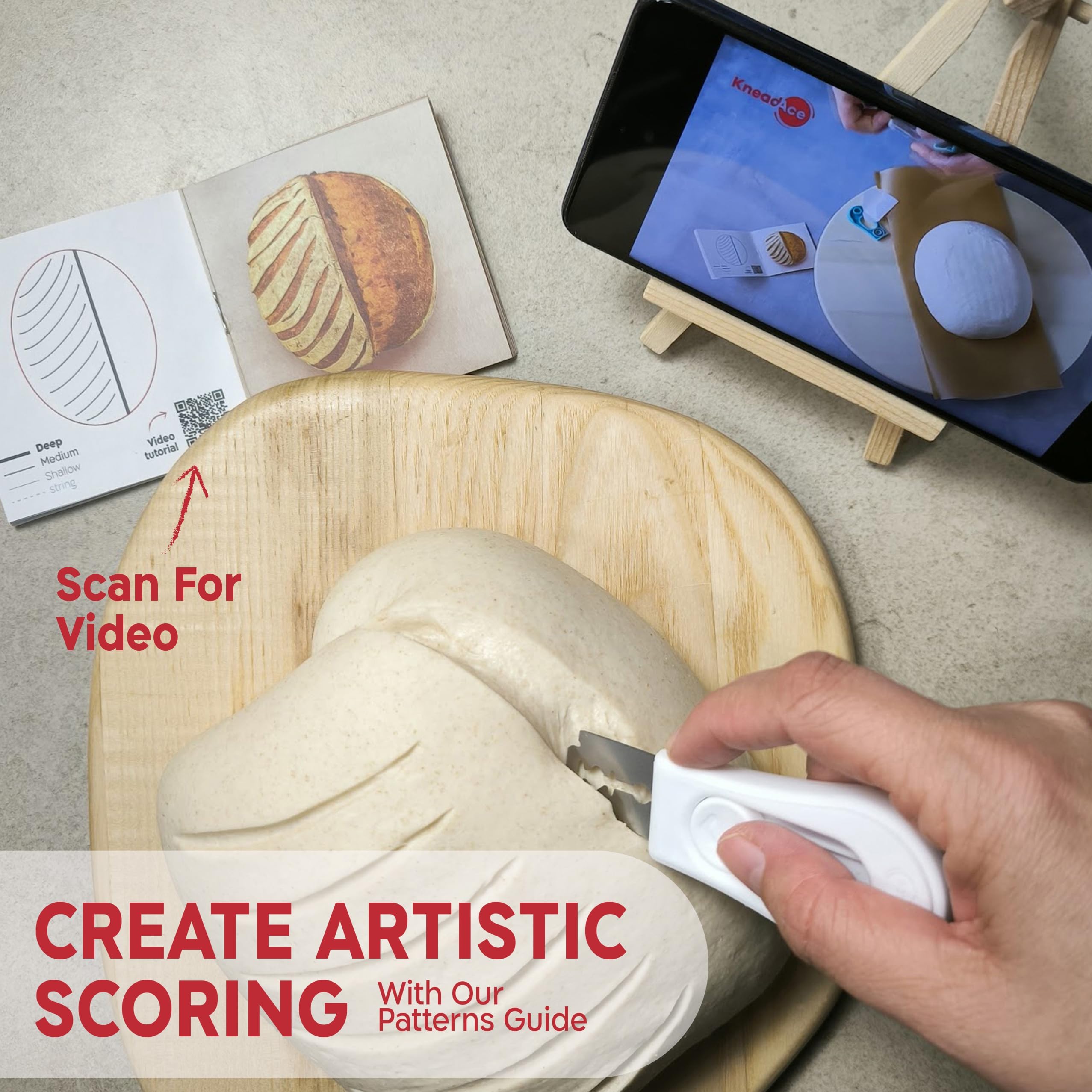 KNEADACE ergonomic handle provides comfortable grip during scoring sessions