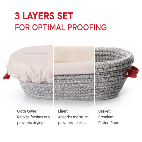 KNEADACE oval basket cover preserves humidity for consistent overnight fermentation