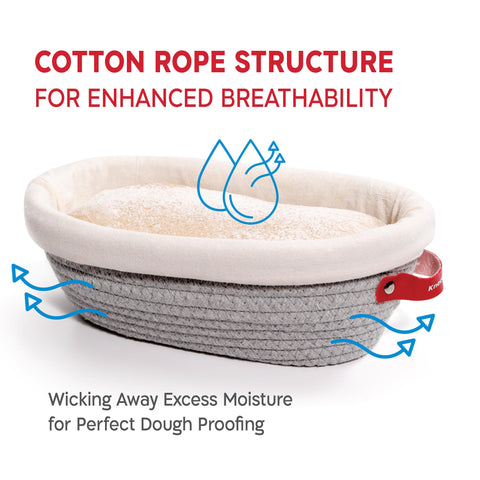 KNEADACE oval banneton basket liner helps maintain moisture balance during proofing