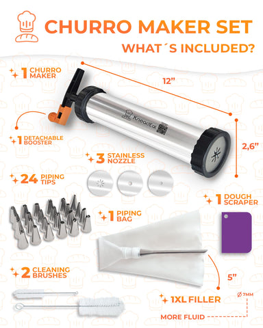 KneadEat Churro Maker Churrera piping bag ensures precise, clean fillings.