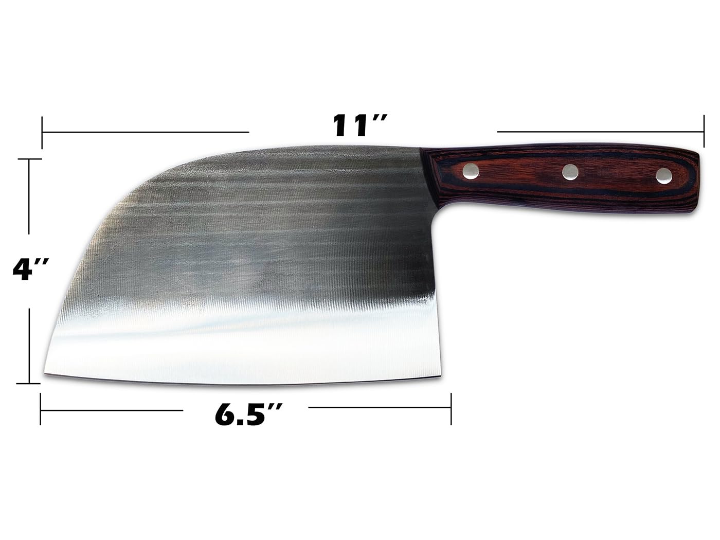 KNIFAST Serbian Chef Knife blade close-up highlighting sharp manganese steel edge.
