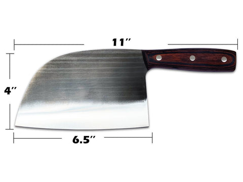 KNIFAST Serbian Chef Knife blade close-up highlighting sharp manganese steel edge.
