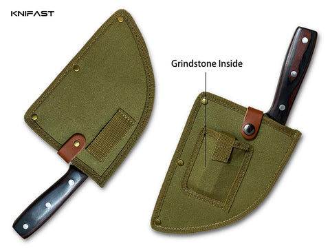 KNIFAST Serbian Knife dicing vegetables for even, uniform cuts.