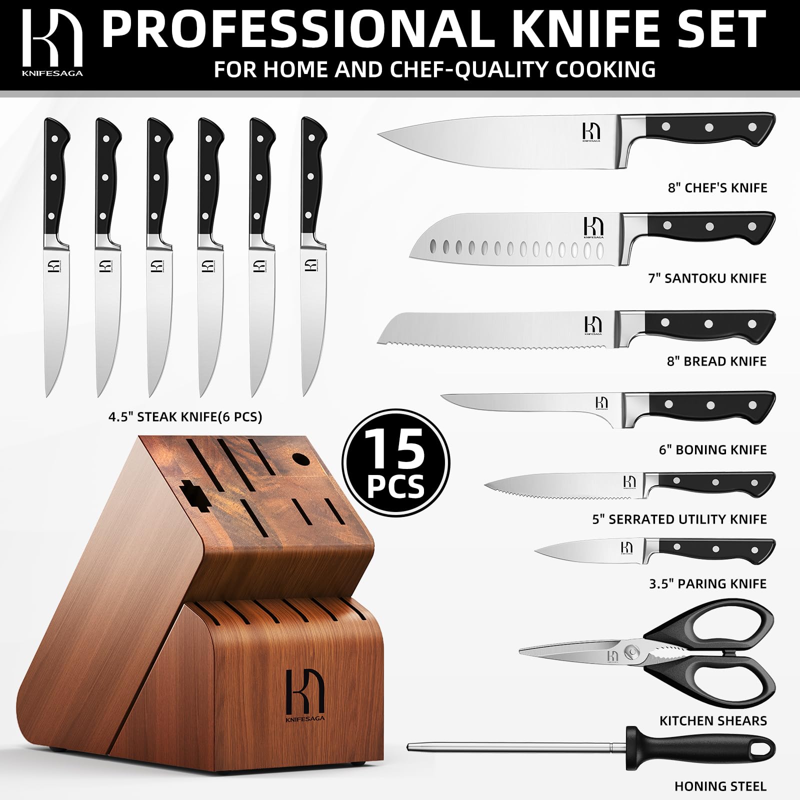 KnifeSaga 5in utility knife ideal for daily kitchen tasks.