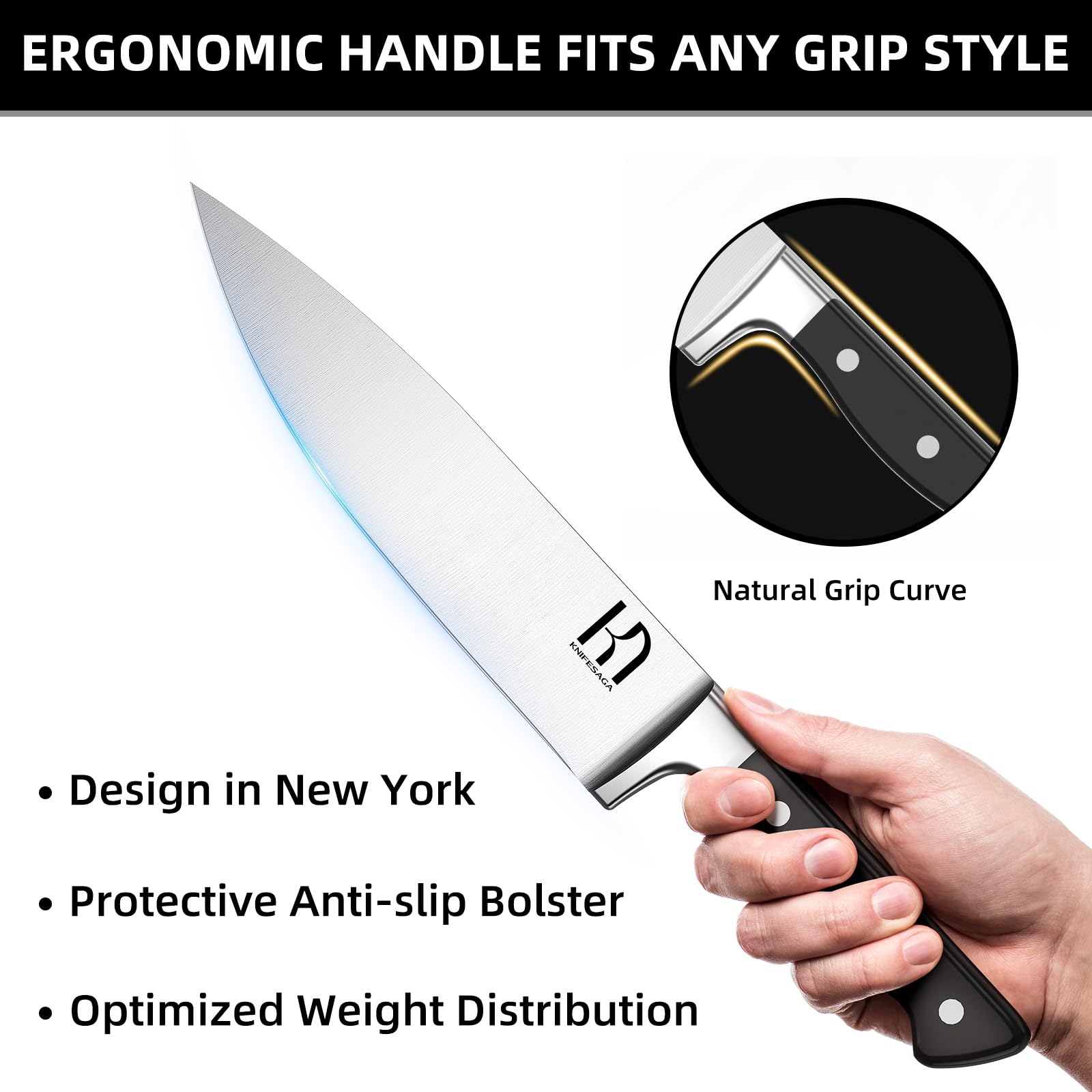 KnifeSaga 6-inch boning knife enables precise trimming and control.