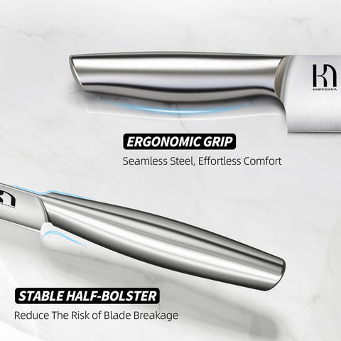 KnifeSaga 6-piece straight-edge steak knives offering confident table cuts.
