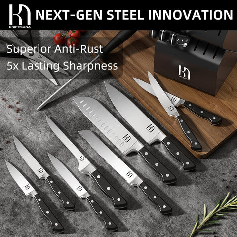 KnifeSaga 7-inch santoku knife for versatile chopping and smooth cuts.