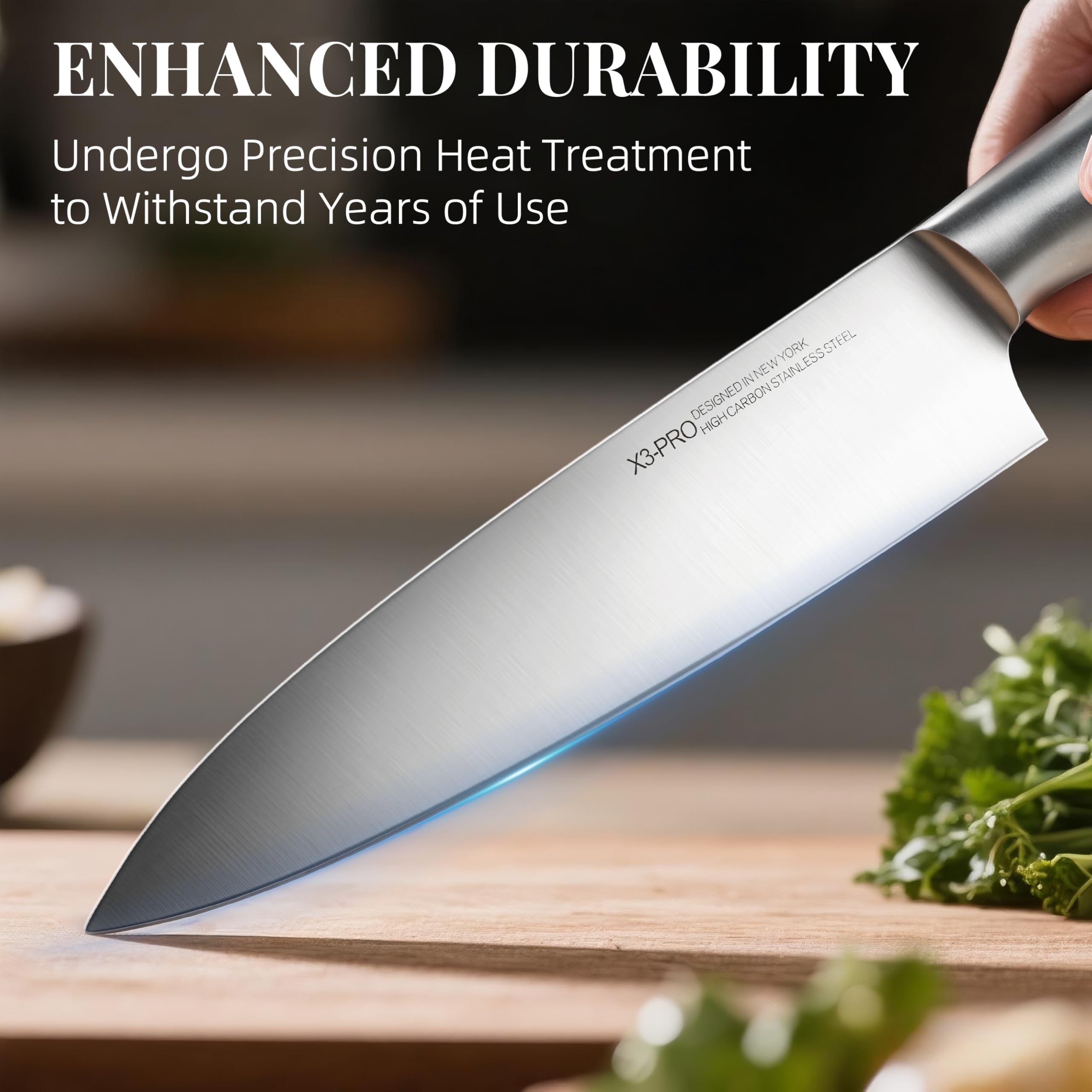 KnifeSaga 7in santoku knife ideal for quick chopping and mincing.