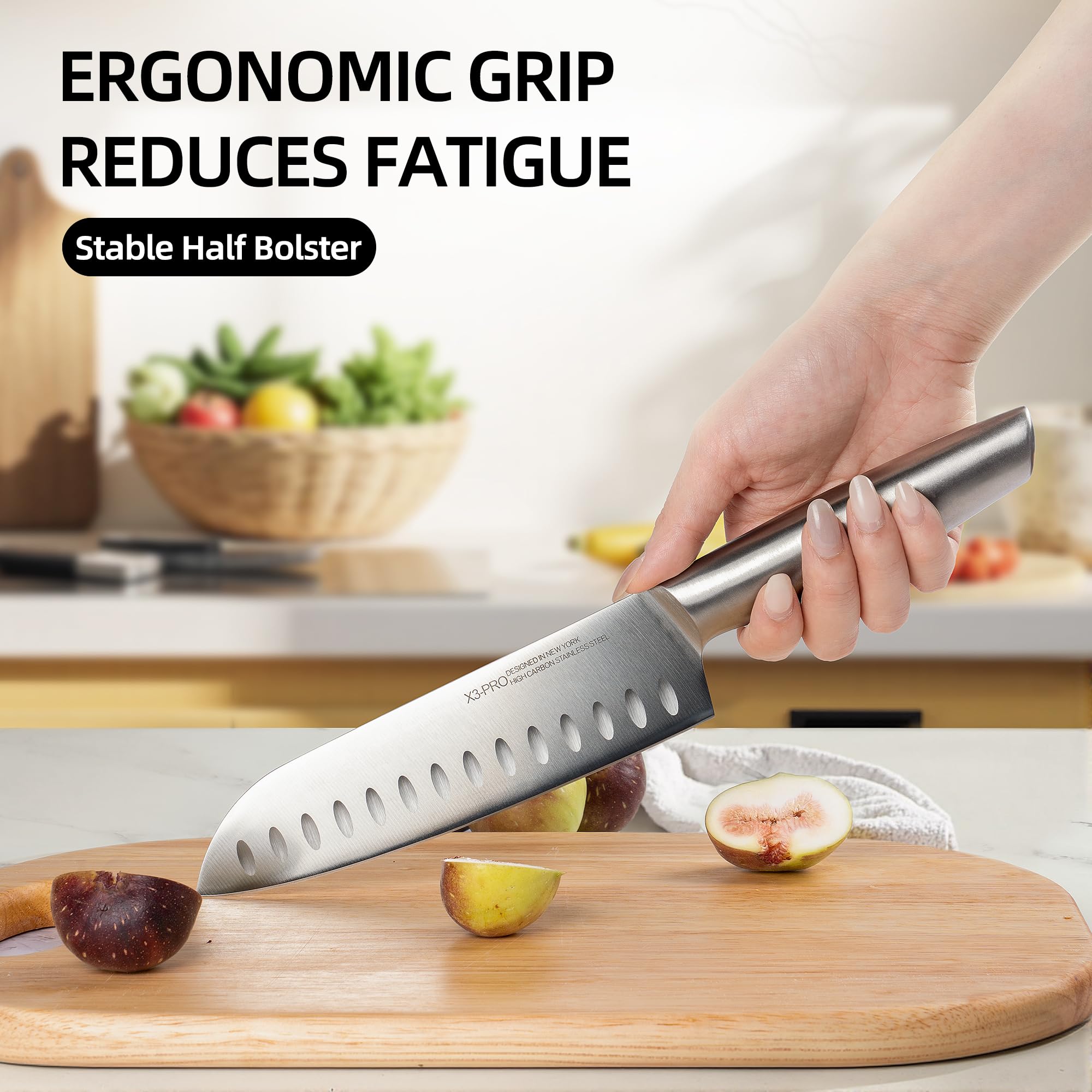 KnifeSaga 8-inch chef knife ready for precise chopping and slicing.