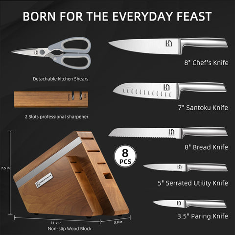 KnifeSaga 8-inch chef knife ready for precise slicing and dicing