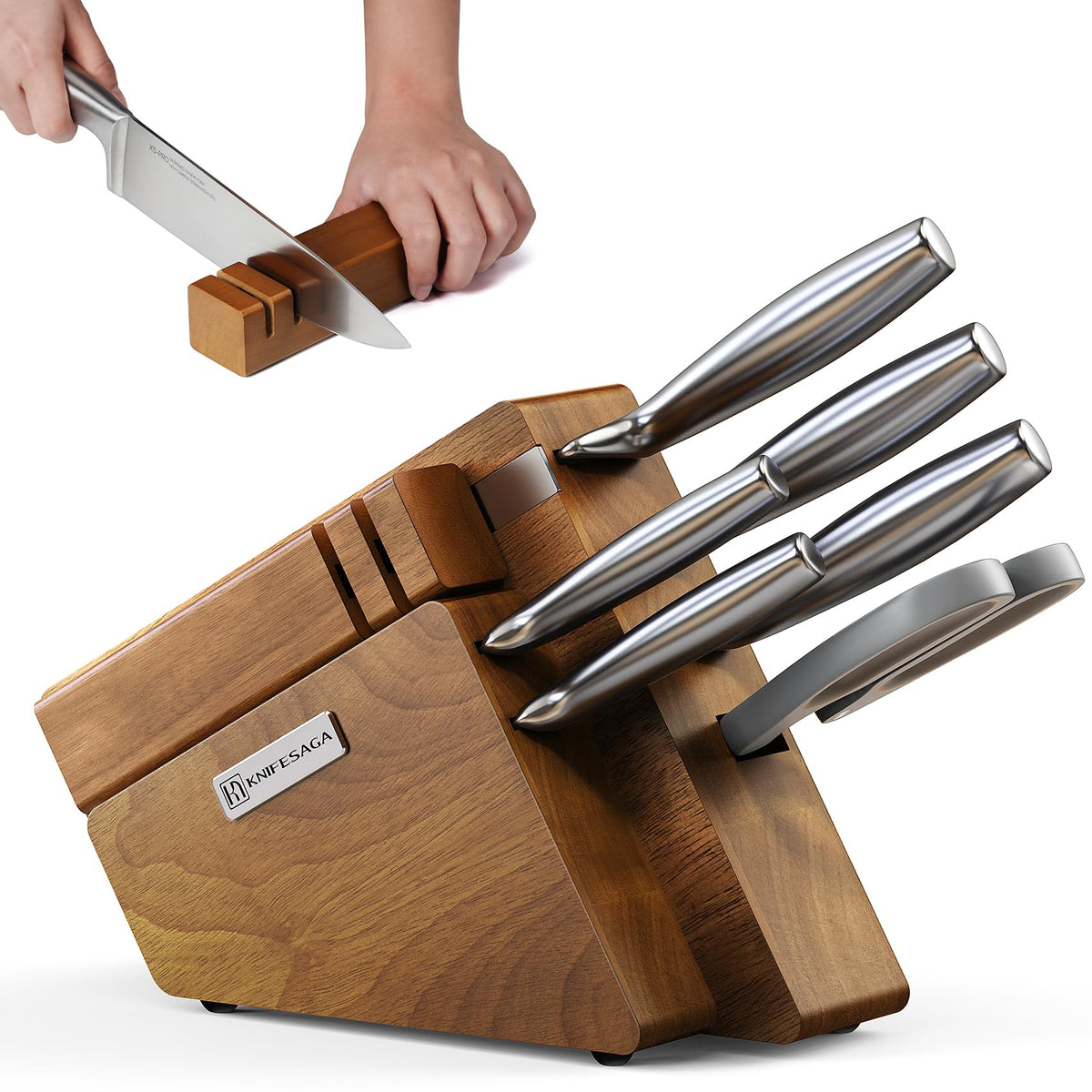 KnifeSaga 8-piece knife block with organized storage for quick access