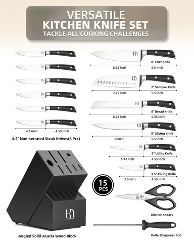 KnifeSaga kitchen shears and sharpener included for maintenance