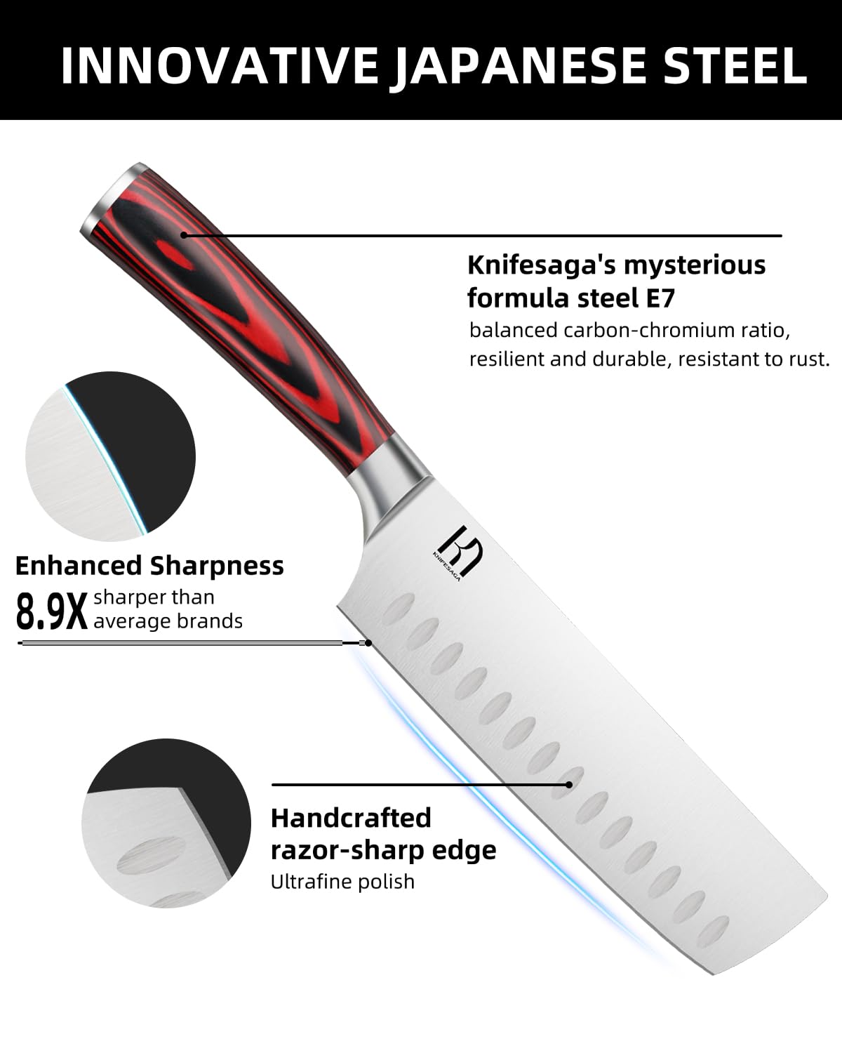 KnifeSaga Nakiri in a kitchen scene demonstrates professional-grade performance at home