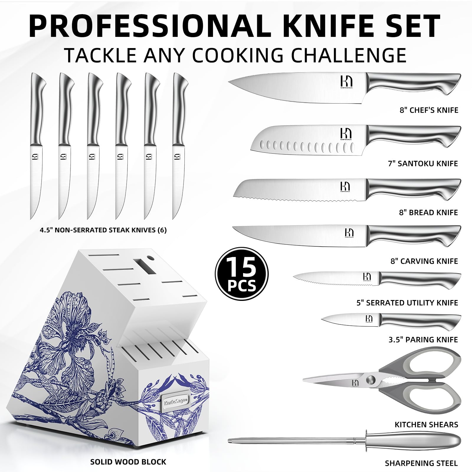 KnifeSaga Phantom Iris X5 santoku knife for versatile chopping