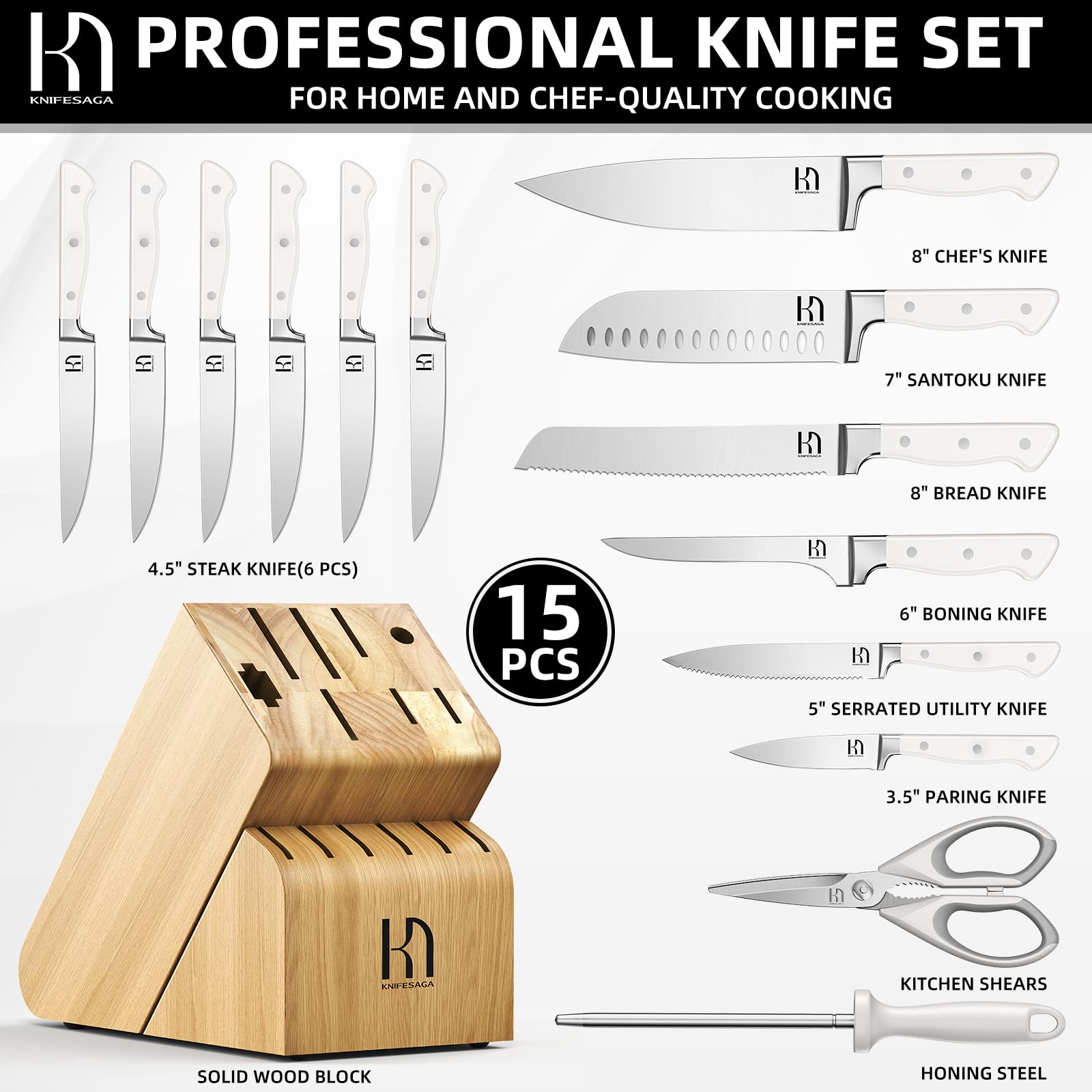 KnifeSaga solid wood block with non-slip base for secure storage