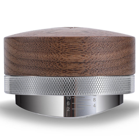 KNODOS 54mm distributor with walnut handle for even grounds.