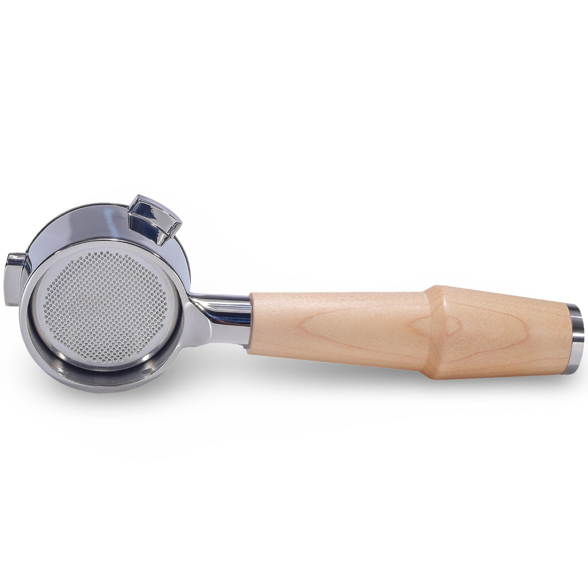 KNODOS bottomless 54mm portafilter reveals extraction cues for grind and tamp adjustments.