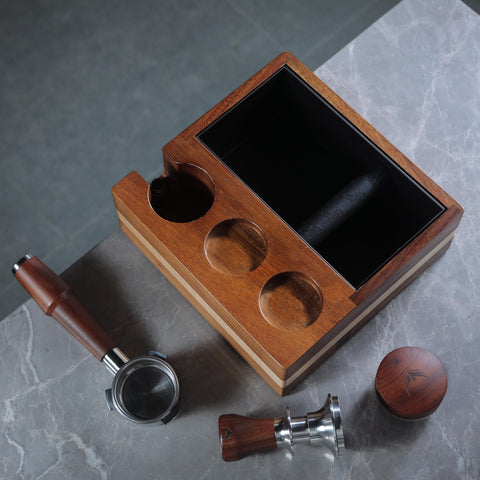 KNODOS wooden espresso tools organizer elevates counter organization