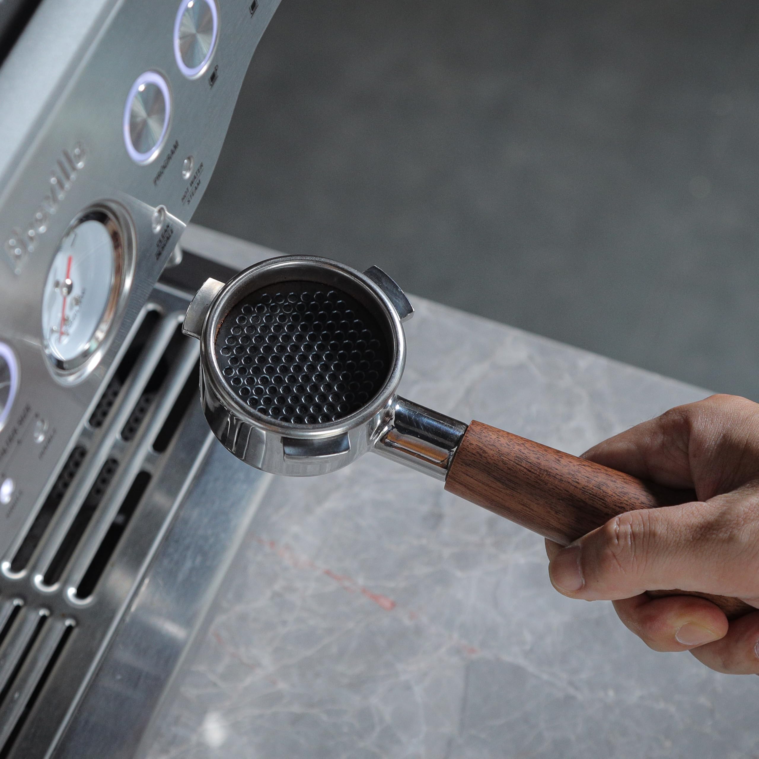 KNODOS portafilter beside IMS and VST baskets for high-performance compatibility.