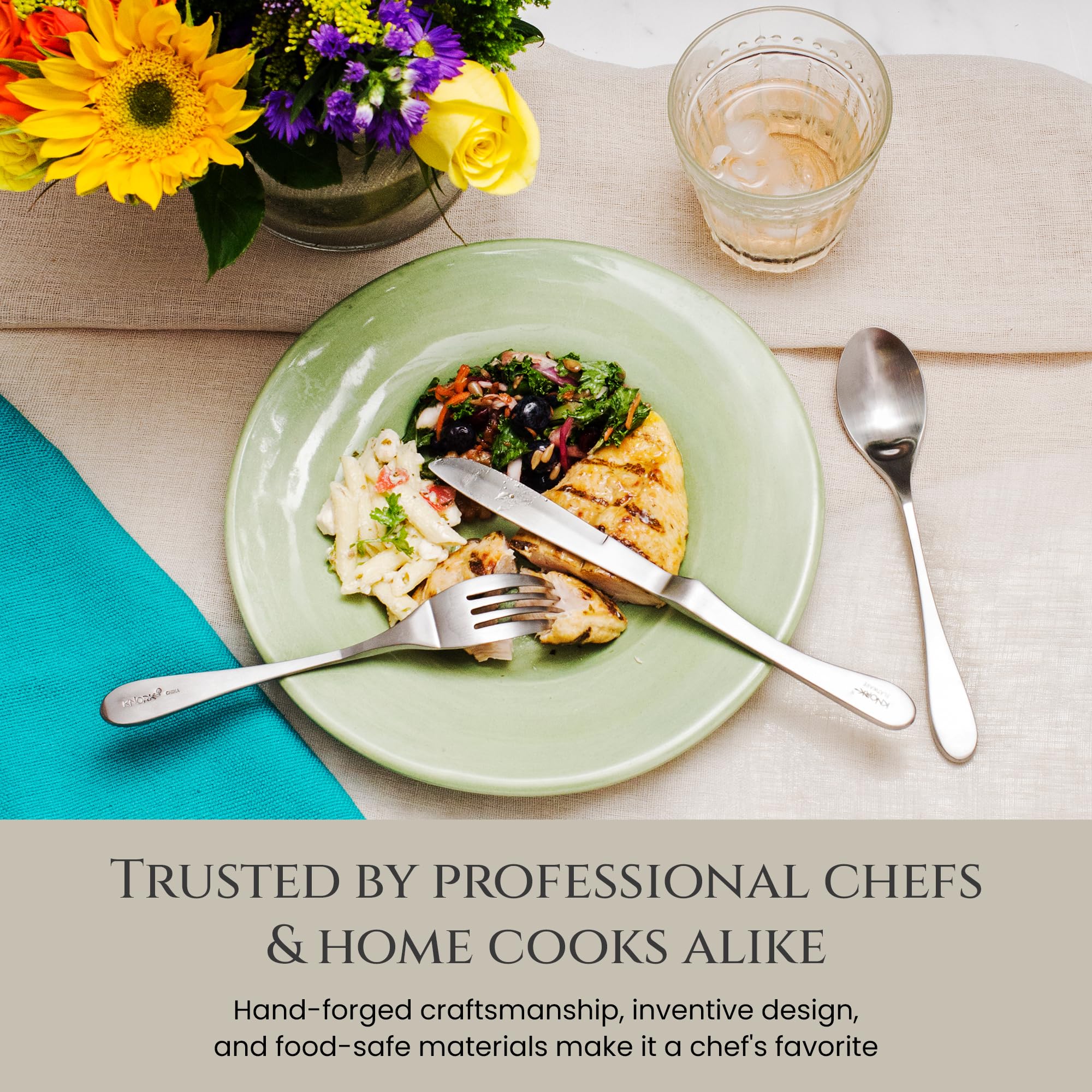 KNORK Original Collection ergonomic handle supports comfortable dining across courses.
