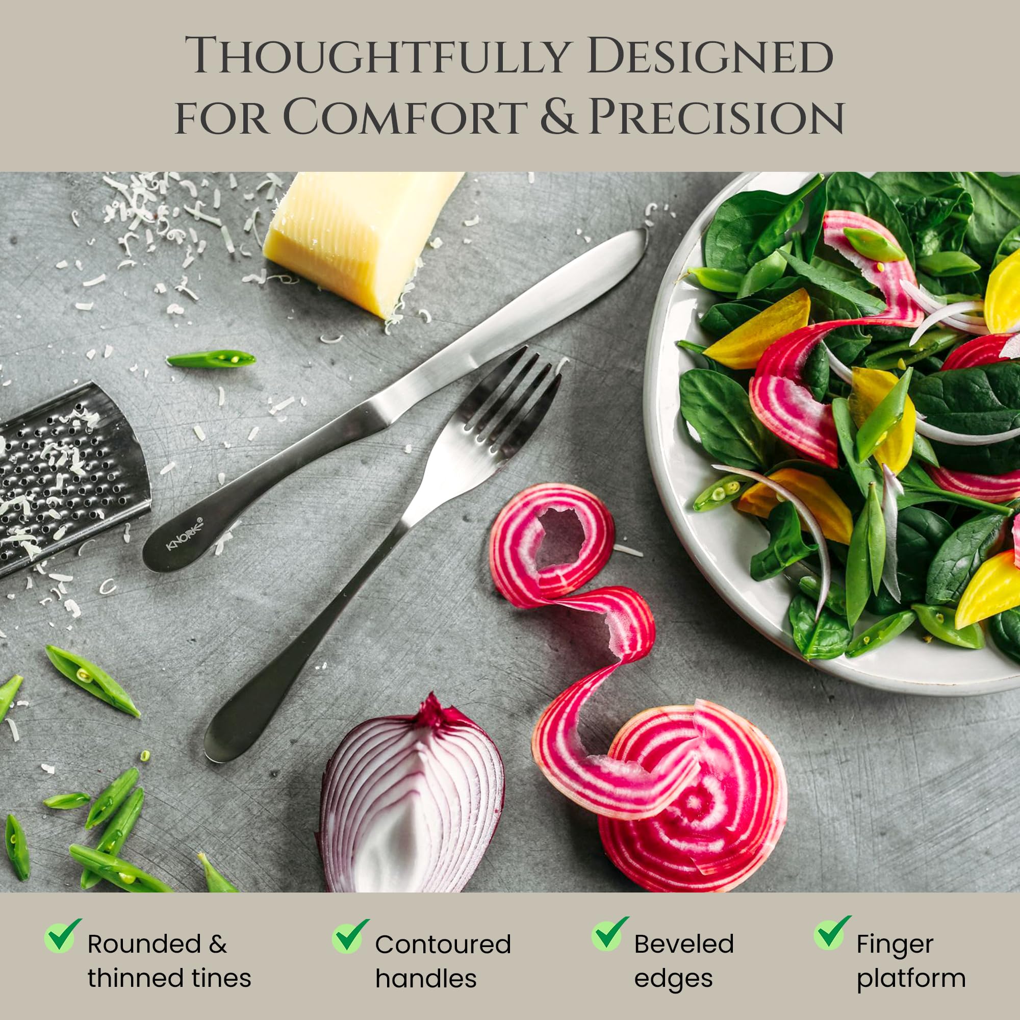 KNORK Original Collection teaspoons deliver delicate scoops for coffee or tea rituals.