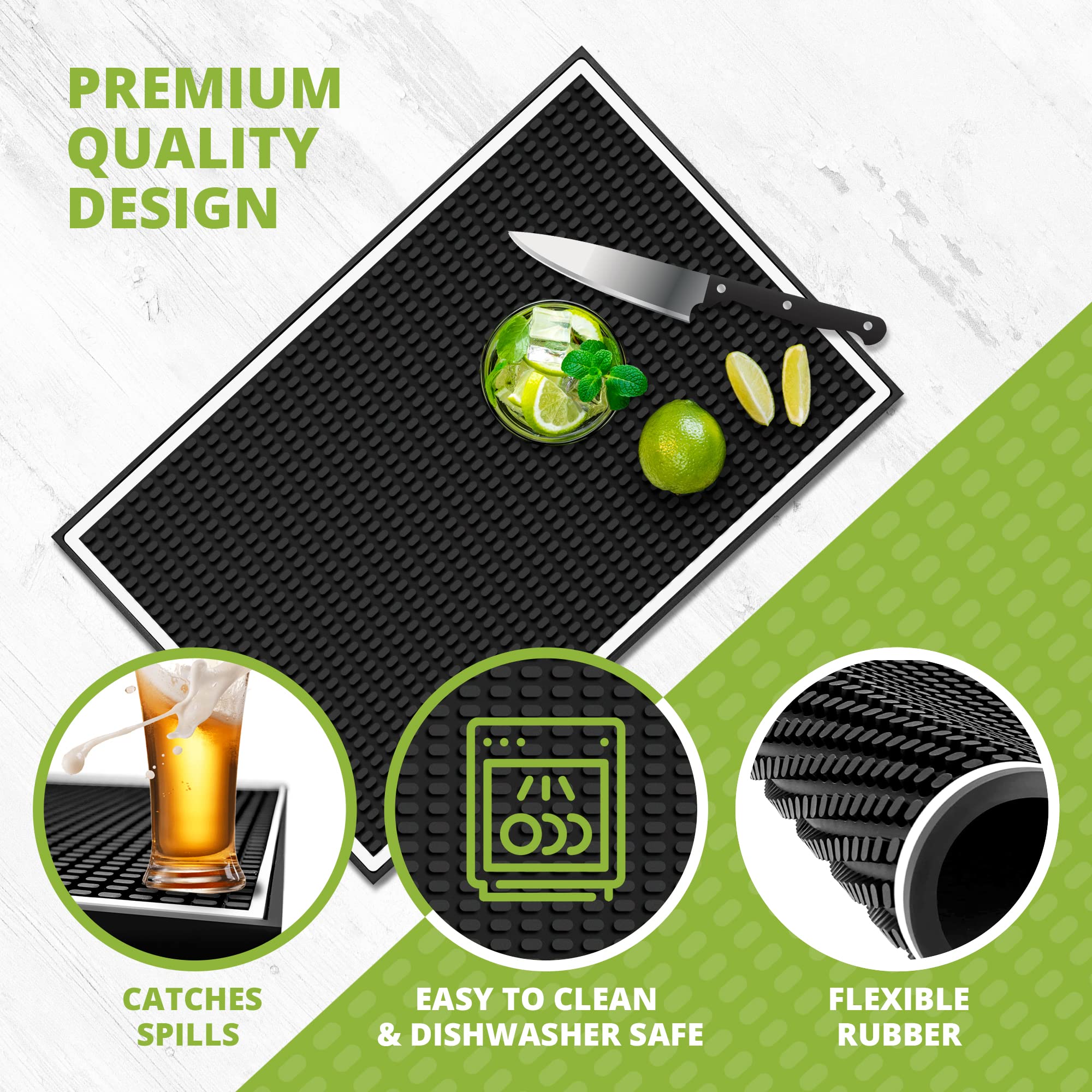 Knot and Style bar mat 18x12 size fits home bars neatly.