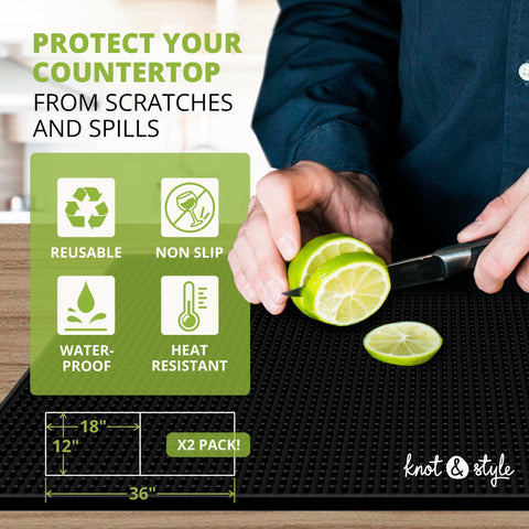 Dishwasher-safe bar mats simplify cleanup after mixing cocktails.