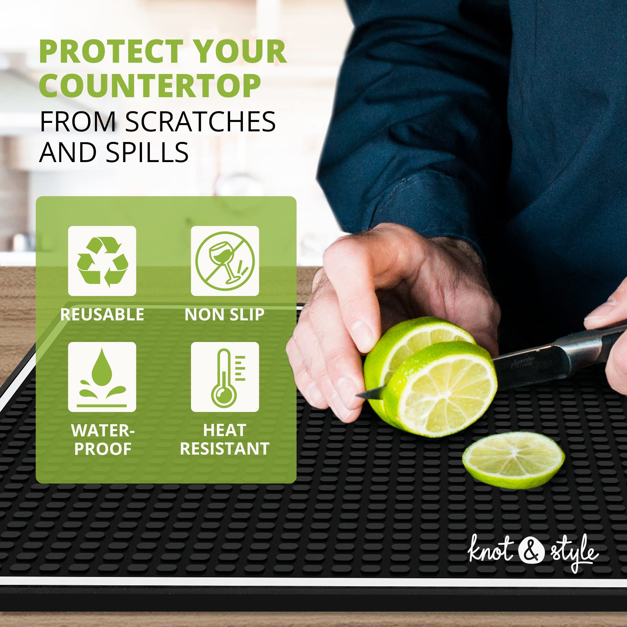 Knot and Style bar mat durable rubber for daily use.