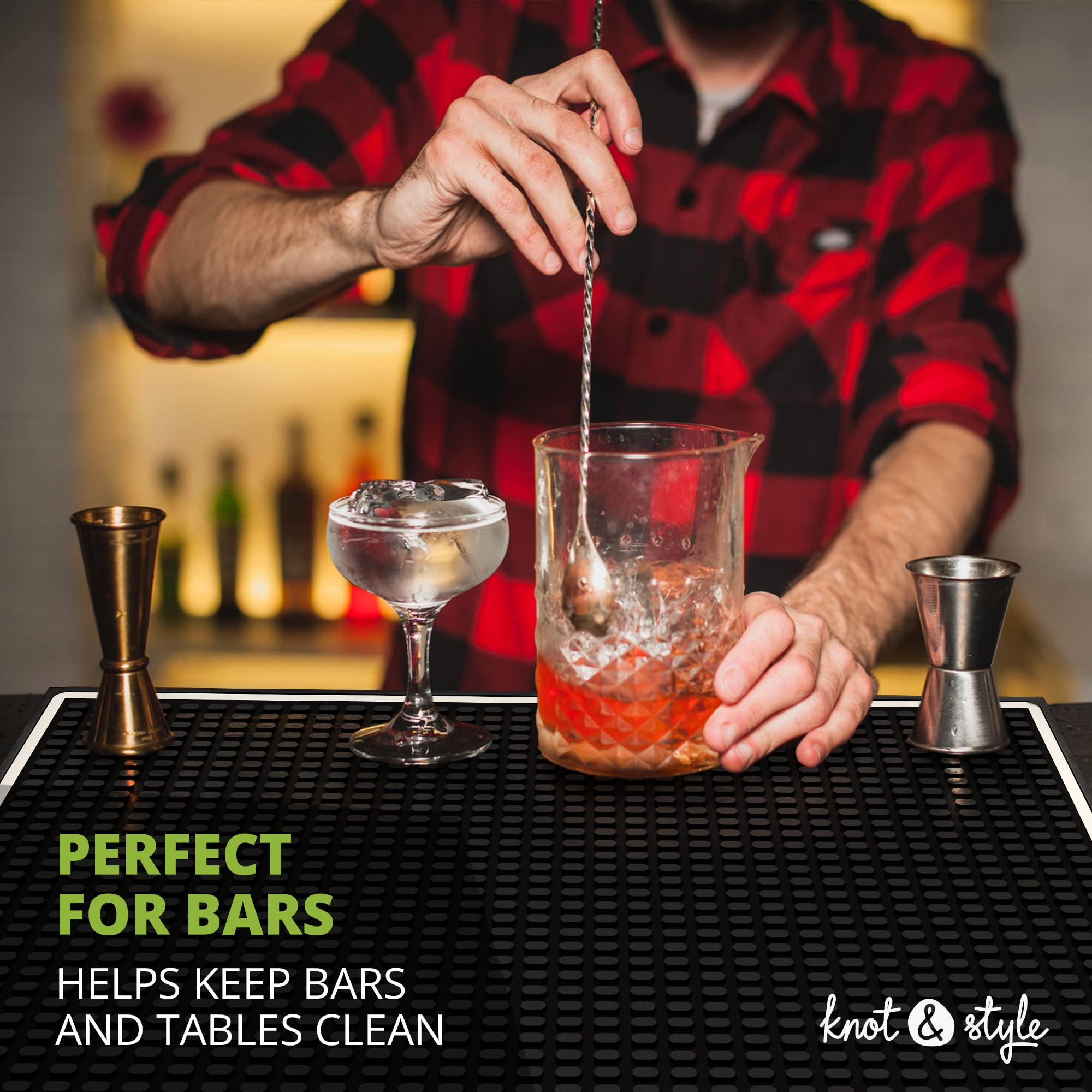 Knot and Style bar mat easy to clean and maintain.