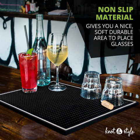 Knot and Style bar mat enhances home bar decor with style.
