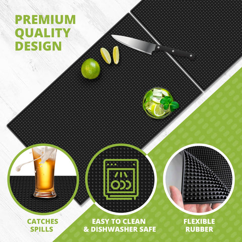 Sleek black design adds professional flair to home bars.