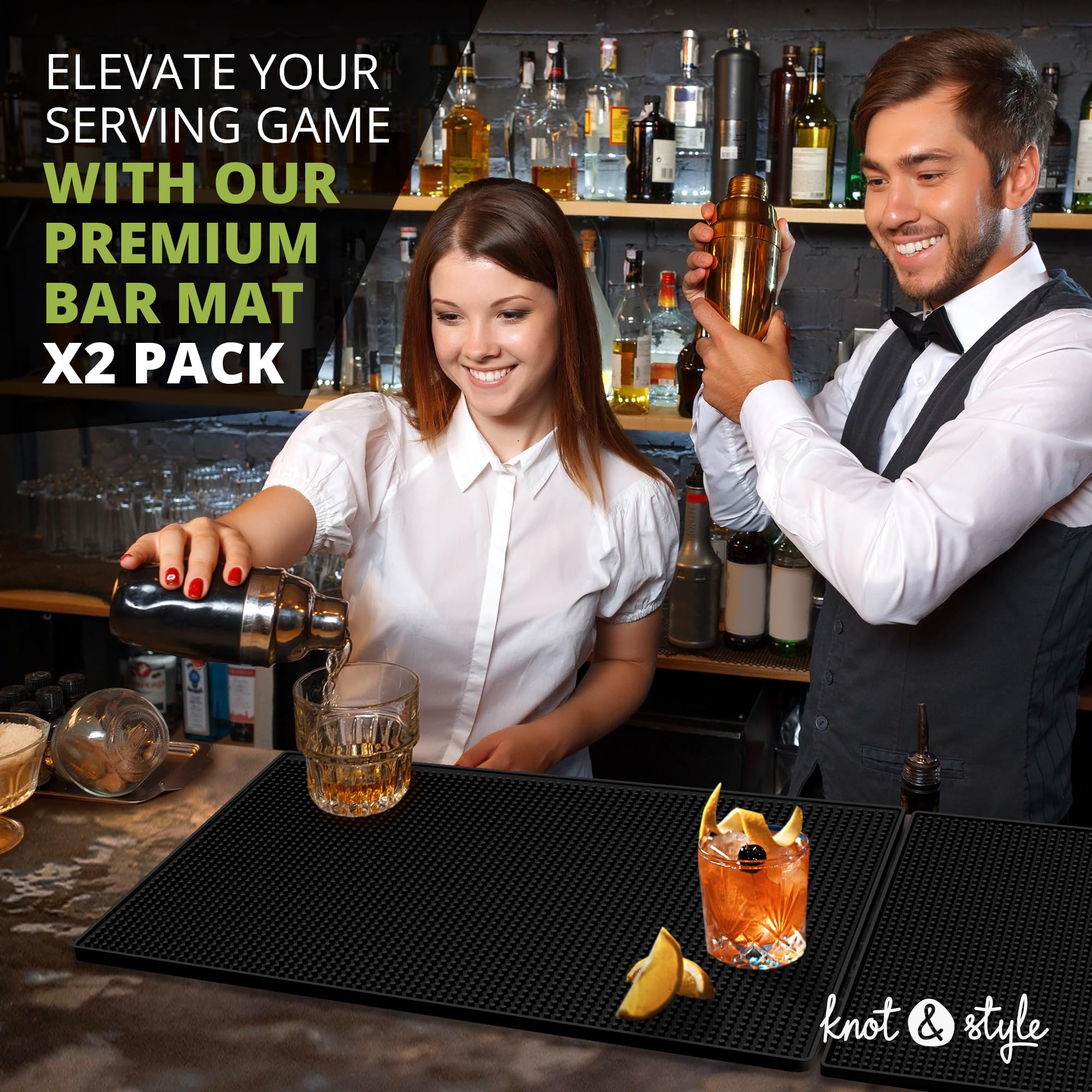 Large 18x12 inch size provides ample workspace for drinks.