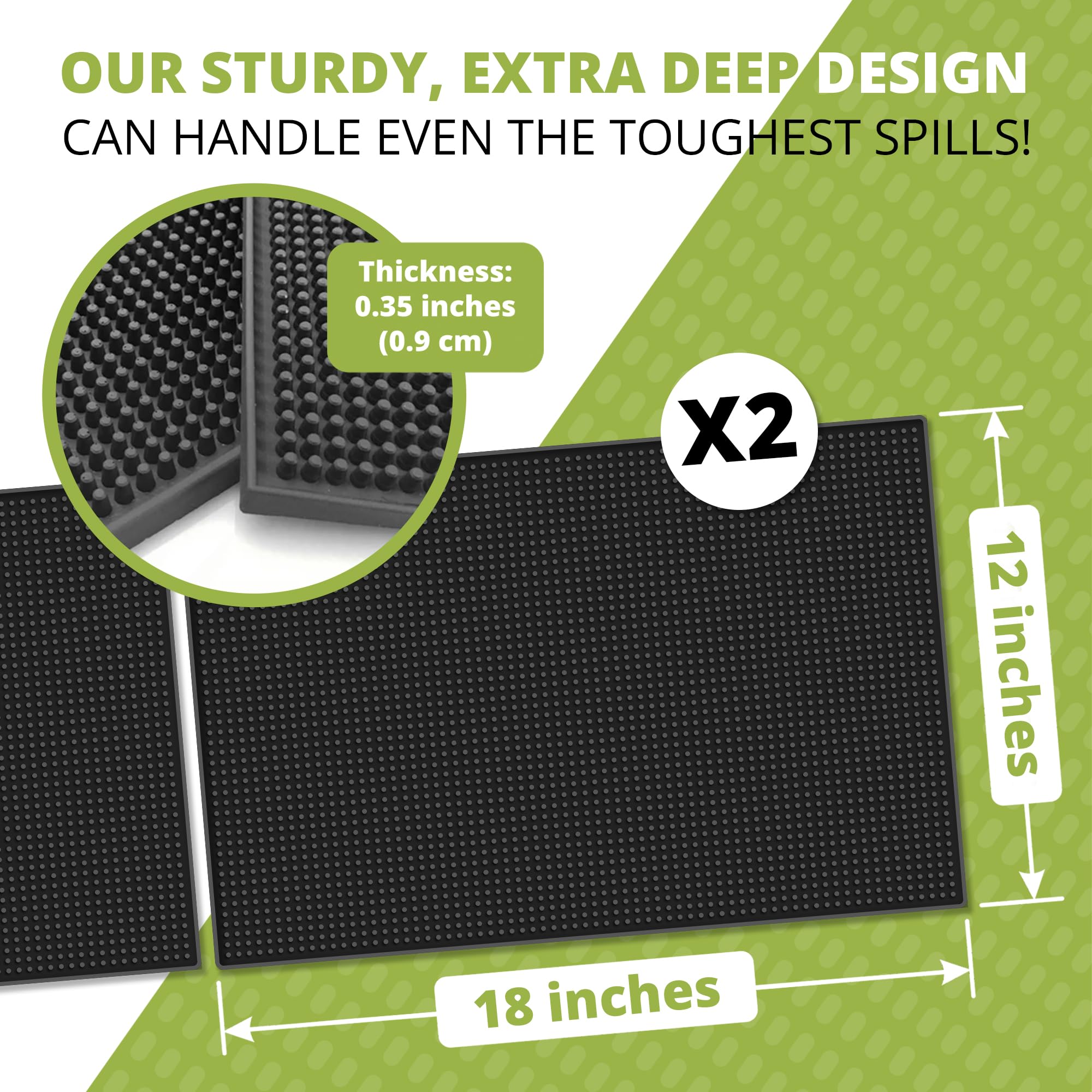 Textured rubber surface keeps glassware stable during busy home bartending.