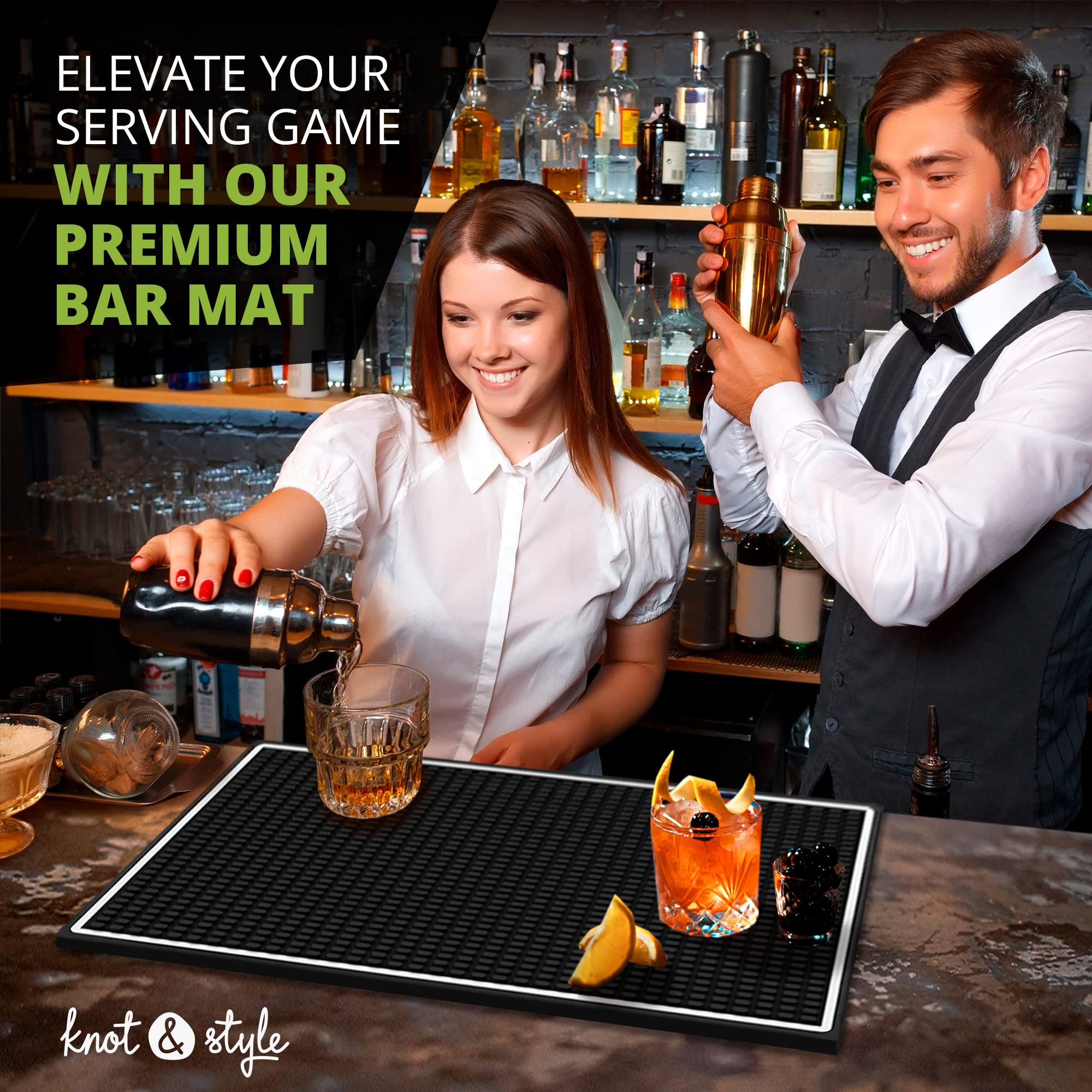 Knot and Style bar mat versatile use as bartender mat.