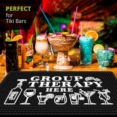 Knot and Style Group Therapy Bar Mat placed on a home bar for dry countertops
