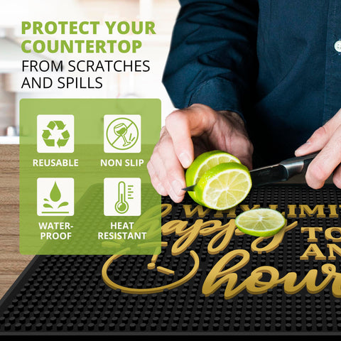 Knot and Style bar mat non-slip surface keeps glasses steady