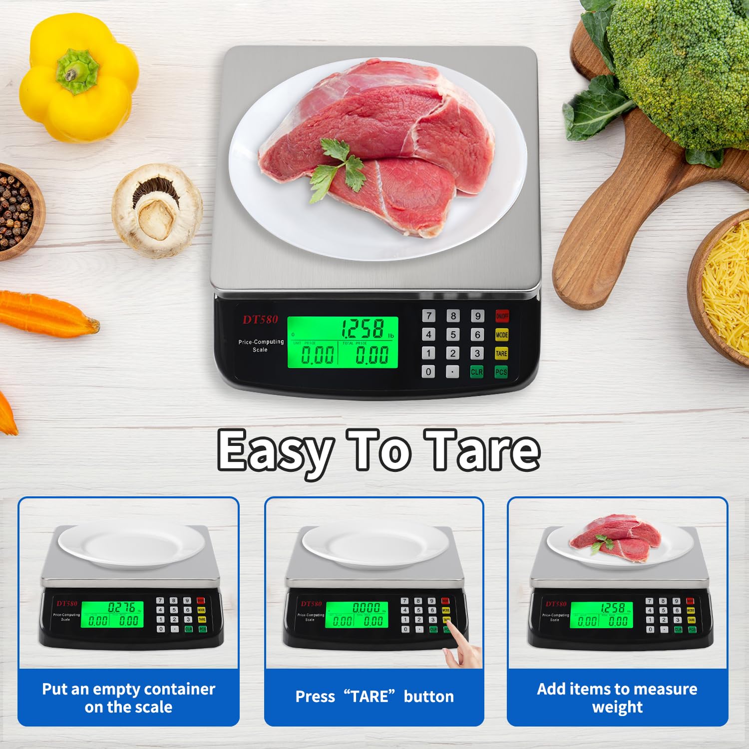 KNSWE Large Kitchen Scale powered by USB or batteries for flexible setups.