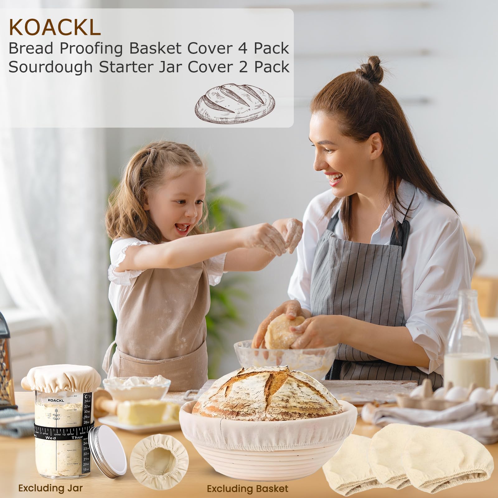 Koackl banneton-proofing-liner 10in in use, breathable cotton for crisp, even proofs.