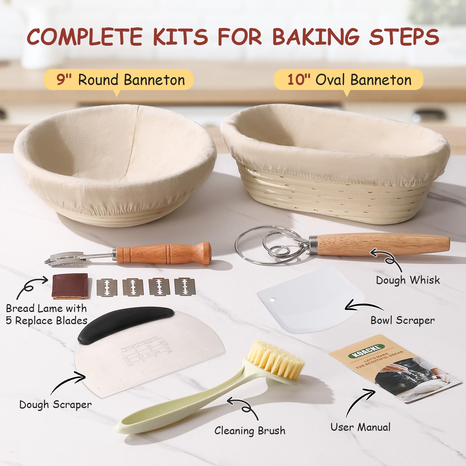 Koackl cleaning brush shown for easy post-bake cleanup