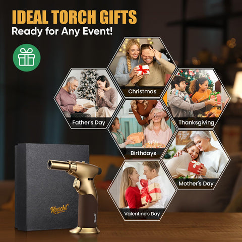 Koackl Dual Flame Torch for candle lighting and camping prep.